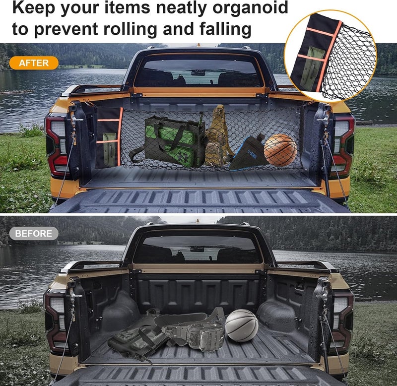 Yinnianets Envelope Style Truck Bed Cargo Net Compatible with 2005-2025 Toyota Tacoma,Highly Elastic Truck Cargo Net for Tacoma Accessories (Upgraded Storage Bag) - Image 2